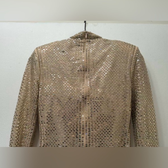 Self portrait CHAMPAGNE RHINESTONE FEATHER TOP $555 NEW With Tag - Picture 9 of 13